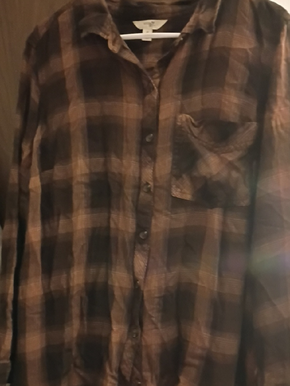 Terra & Sky Brown and Black Plaid Button-Down Shirt - Picture 2 of 4